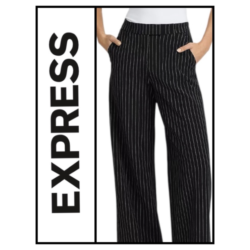 Express Editor Black Pinstripe Pants — Straight Leg, High Rise. Sz 0. GUC.
